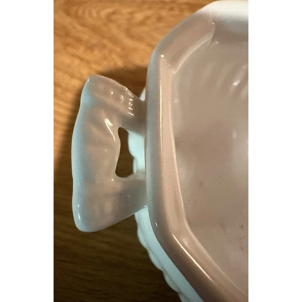 Vintage Soup Tureen Look Covered Salt Cellar With Spoon White China